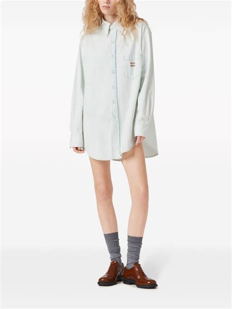 miu miu chambray denim shirt|Miu Miu Chambray Denim Shirt .